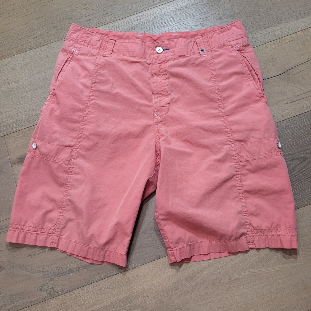 Tommy Bahama Shorts Men's sz 33 Orange/Red Relax 100% Cotton Cargo Shorts